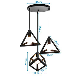 Acheter STOEX Lustre industriel métal cage triangle cube rétro suspension luminaire 3 la