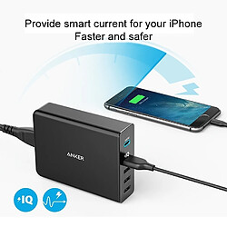 Wewoo Chargeur 2.4A Commutateur mural 5 ports PDA 5 USB / C pour téléphones mobiles / Tables / Macbooks (Noir)