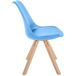 Avis Decoshop26 Chaise de salle à manger x1 style scandinave assise en plastique bleu et pieds carrés en bois clair 10_0001457