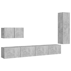 vidaXL Ensemble de meubles TV 4 pcs Gris béton Bois d'ingénierie