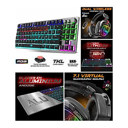 Spirit of Gamer CLAVIER SANS FIL RGB 2.4 GHz Bluetooth et filaire + CASQUE 7.1 sans fil pc Mac Switch Bluetooth mode sans fil 2,4 GHz Connection PS4