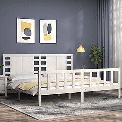 Avis Maison Chic Lit adulte - Cadre Structure de lit avec tête de lit Contemporain blanc 200x200 cm bois massif -MN64991