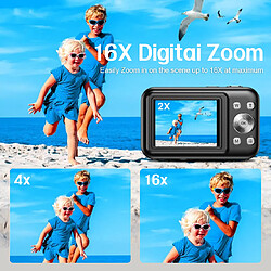 INF Appareil photo numérique 1080P 44MP Zoom 16 x Écran 2,4 pouces Blue pas cher