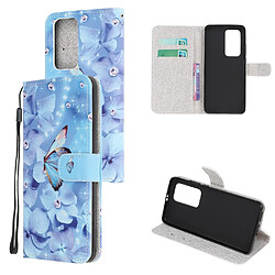 Etui en PU impression de motif de texture croisée avec sangle papillon et fleur pour votre Huawei P40