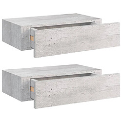 vidaXL Étagères à tiroir murales 2 pcs Gris béton 40x23,5x10 cm MDF