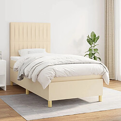 Maison Chic Structures de lit + matelas,Lit à sommier tapissier avec matelas Crème 80x200 cm Tissu -MN28710