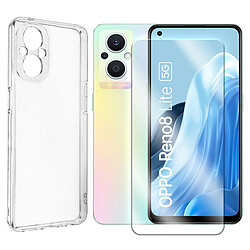 Film vitre verre trempé pour Oppo Reno 8 Lite 5G 6.43" + Coque de protection souple - Visiodirect -