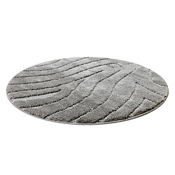 RUGSX Tapis de salle de bain SUPREME cercle WAVES, vagues, antidérapant, doux - gris cercle 100 cm