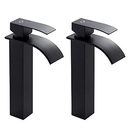 2PCS!!! Cecipa max Robinet de Lavabo Cascade Noir,Robinet de Lavabo de Comptoir à Poignée Unique Pour SDB,Mitigeur de Lavabo Design Moderne,EU Modèle