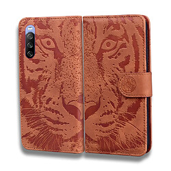 Etui en PU + TPU motif tigre avec support marron pour votre Sony Xperia 10 III 5G/Xperia 10 III Lite