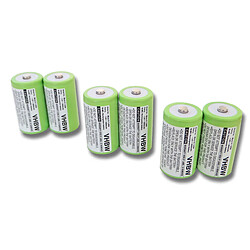 vhbw 6x Batterie NiMH 3000mAh pour PerfectPro Radio de chantier, Outdoorradio Handsfree, Workman comme Mono D, HR20, KR20, LR20, R20.