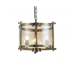 Luminaire Center Suspension Nolan Laiton antique 3 ampoules 47cm