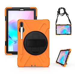 Coque en TPU combo en forme de x avec béquille et dragonne orange pour votre Samsung Galaxy Tab S6 SM-T860 (Wi-Fi)/T865 (LTE)