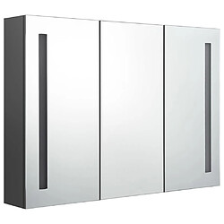 vidaXL Armoire de salle de bain à miroir LED 89x14x62 cm Gris