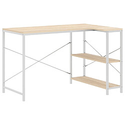 vidaXL Bureau d'ordinateur Blanc chêne 110x72x70 cm Bois d'ingénierie