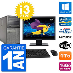 PC Tour Dell 390 MT Ecran 19" i3-2120 RAM 16Go Disque 1To HDMI Windows 10 Wifi - Occasion