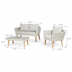 Avis Salon de jardin en résine tressée et pieds en bois d'Acacia FSC avec coussins - 4 personnes - MIRA - Gris