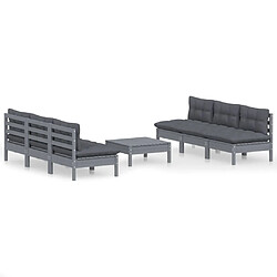 Maison Chic Ensemble Tables et chaises d'extérieur 7pcs avec coussins,Salon de jardin anthracite bois de pin -GKD646200