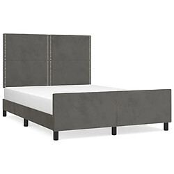 Maison Chic Cadre/structure de lit avec tête de lit pour adulte - Lit Moderne Chambre Gris foncé 140x200 cm Velours -MN61895