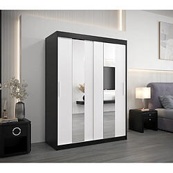 Abiks Meble Armoire Pole à portes coulissantes 200/150/62 2 portes (noir/blanc)