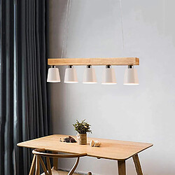 Avis NETTLIFE Suspension 5 ampoules E27 blanc moderne Métal et bois lampe de salle à manger Diam.102cm pour cuisine salon couloir hôtel