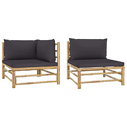 Maison Chic Salon de jardin 2 pcs avec coussins - Table et chaises d'extérieur - Mobilier/Meubles de jardin Moderne gris foncé Bambou -MN51924