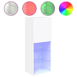 Maison Chic Meuble TV avec lumières LED, Banc TV pour salon, Meuble de rangement blanc 40,5x30x102 cm -GKD68513