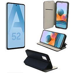 Xeptio Samsung Galaxy A52 4G / A52 5G Etui Protection Portefeuille bleu à Rabat avec Porte Cartes - Housse Folio bleue navy Coque Antichoc