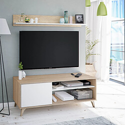 Alter Meuble TV avec porte, 2 compartiments et étagère, Buffet moderne, Buffet design, Buffet de salon moderne, 135x40h50 cm, Couleur chêne