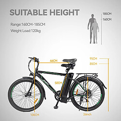 MYATU M0326-Vélo électrique-36V 250W-Shimano 6-Batterie 12.5AH-Autonomie 75KM-Roues VTT 26"*1.95