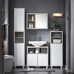 SoBuy BZR148-W Meuble sous Lavabo de Salle de Bain, Meuble sous Vasque à 2 Portes, Placard Armoire de Rangement Meuble évier de Cuisine, L60 x P30 x H61 cm, Blanc