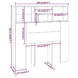 vidaXL Armoire de tête de lit Chêne marron 100x19x103,5 cm pas cher