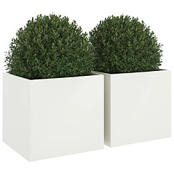 Acheter Maison Chic Lot de 2 Jardinières,Bac à fleurs - pot de fleur blanc 49x47x46 cm acier laminé à froid -GKD19066