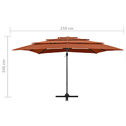 vidaXL Parasol de jardin à 4 niveaux avec mât en aluminium terre cuite pas cher