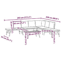 vidaXL Ensemble de bancs de jardin avec coussins 5 pcs noir pas cher