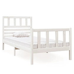 vidaXL Cadre de lit sans matelas blanc bois massif