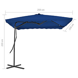 vidaXL Parasol de jardin avec mât en acier bleu 250x250x230 cm pas cher