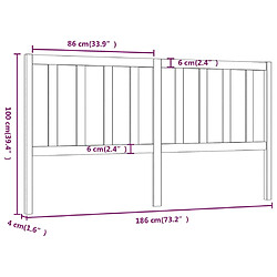 vidaXL Tête de lit Marron miel 186x4x100 cm Bois massif de pin pas cher