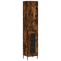 vidaXL Buffet haut Chêne fumé 34,5x34x180 cm Bois d'ingénierie