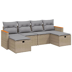 vidaXL Salon de jardin avec coussins 6pcs mélange beige résine tressée