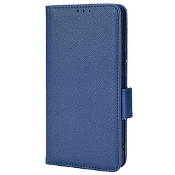 Etui en PU texture litchi, anti-rayures avec support bleu foncé pour votre Xiaomi Redmi 9A/Redmi 9AT