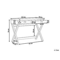 Beliani Bureau effet bois clair / noir 103 x 50 cm avec 2 tiroirs EKART