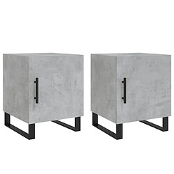 Maison Chic Lot de 2 Tables de chevet,Table de nuit,Table d'appoint pour salon gris béton 40x40x50 cm bois d’ingénierie -MN35720