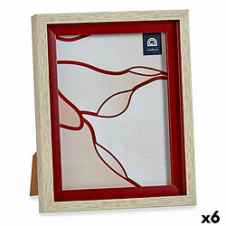 Gift Decor Cadre photo 18,8 x 2 x 24 cm Verre Rouge Bois Marron Plastique (6 Unités)