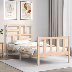 Avis Maison Chic Cadre/structure de lit avec tête de lit pour adulte - Lit Moderne Chambre 90x200 cm bois massif -MN98405