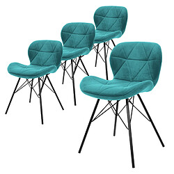 ML-Design Set 4x chaises de salle à manger rembourrée velours pétrole fauteuils moderne 