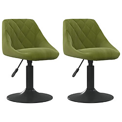 vidaXL Chaises pivotantes à manger lot de 2 vert clair velours