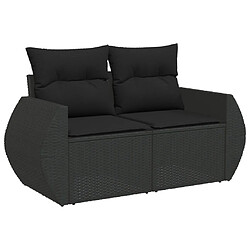 Acheter vidaXL Salon de jardin 7 pcs avec coussins noir résine tressée