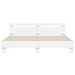 Maison Chic Cadre/structure de lit avec tête de lit pour adulte - Lit Moderne Chambre blanc 200x200cm bois d'ingénierie -MN33547 pas cher