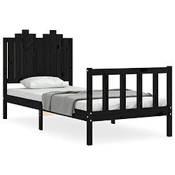 Maison Chic Lit adulte - Cadre Structure de lit avec tête de lit Contemporain noir 90x190 cm bois massif -MN56725